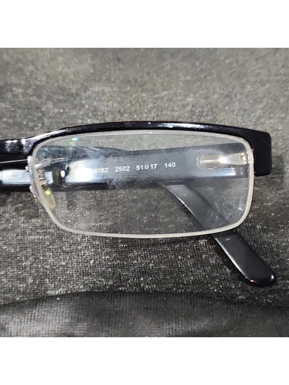 Ray Ban RB6182 2502 Rectangle Half Rim Black Eyeglasses 51-17-140